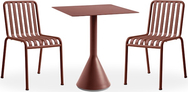 Palissade Cafe Set - Cone Table Square and 2 Side Chairs